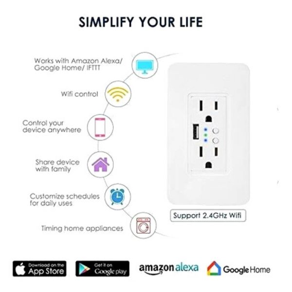 Tuya Smart Toma de Pared USB inteligente tuya alexa