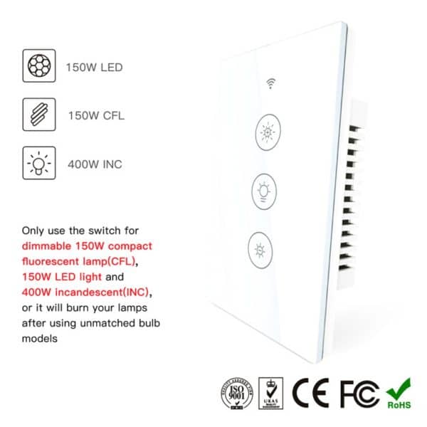 Interruptor Dimmer Inteligente Touch Wifi Alexa Google