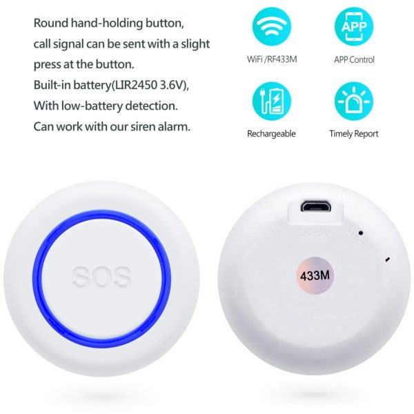 Boton Panico Wifi SOS Tuya Smart Alerta Celular 433mhz