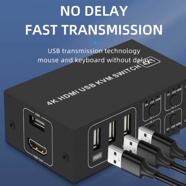 Switch Kvm 4 Puertos Hdmi USB 4K HDCP controlador