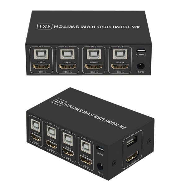 Switch Kvm 4 Puertos Hdmi USB 4K HDCP controlador