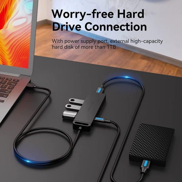 Hub USB VENTION 4 puertos USB 3.0 carga MacBook Laptop Surface Pro PS4 PC