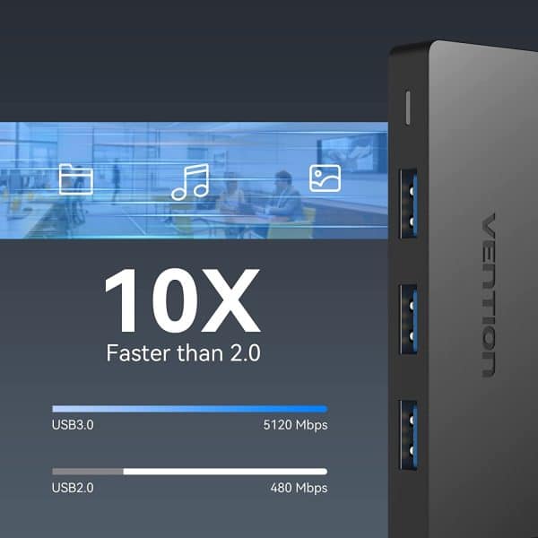 Hub USB VENTION 4 puertos USB 3.0 carga MacBook Laptop Surface Pro PS4 PC