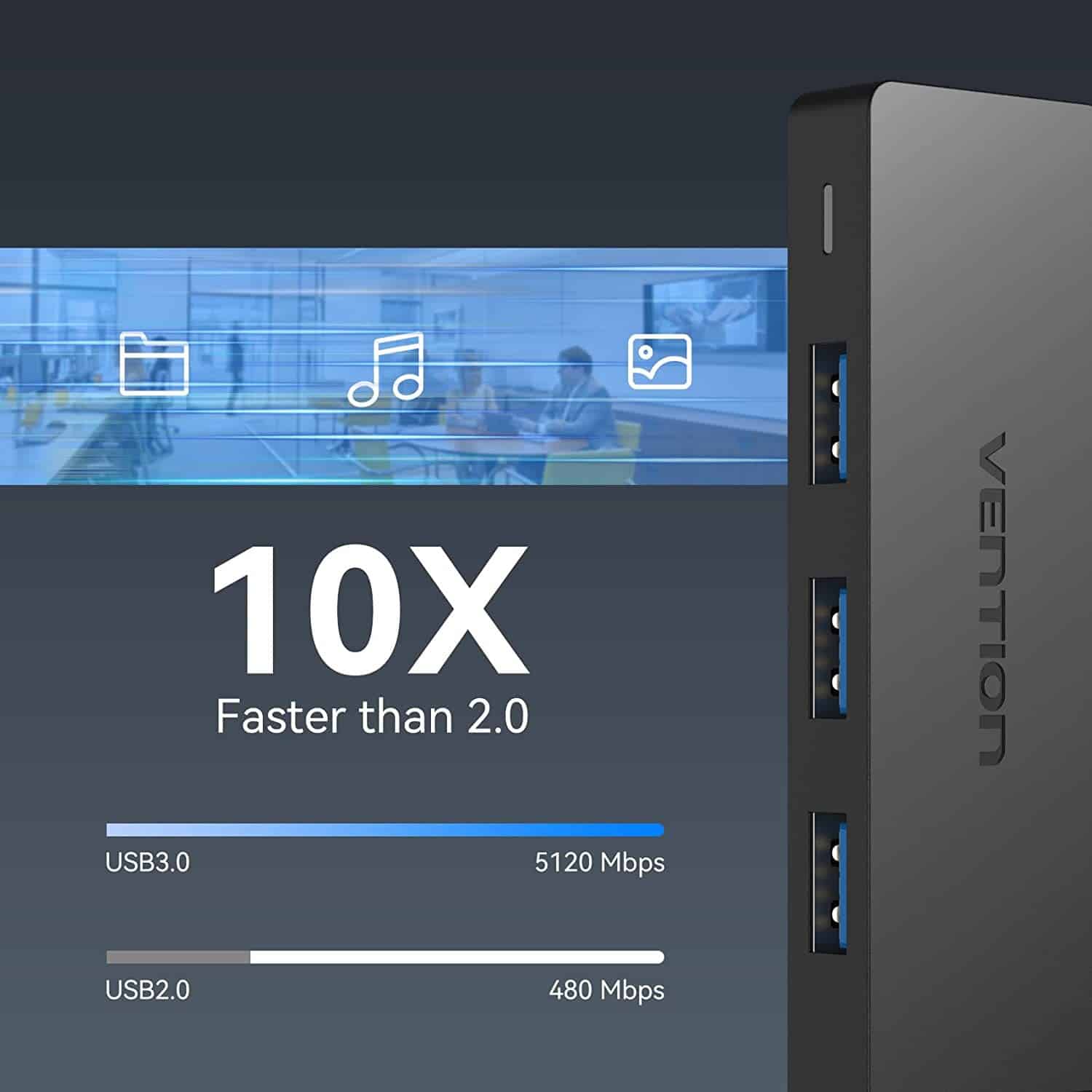Hub USB VENTION 4 puertos USB 3.0 carga MacBook Laptop Surface Pro PS4 PC - Audio y Video - Ecuador