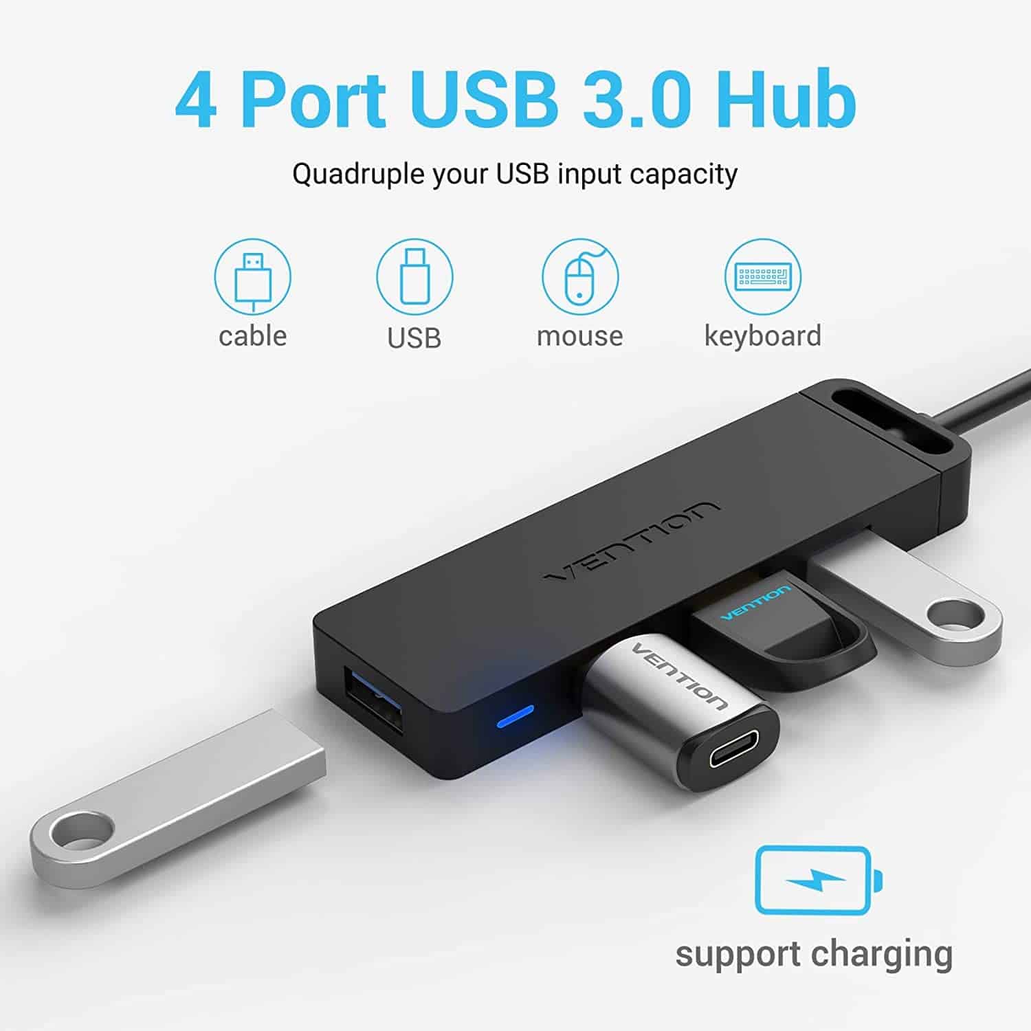 Hub USB VENTION 4 puertos USB 3.0 carga MacBook Laptop Surface Pro PS4 PC - Audio y Video - Ecuador
