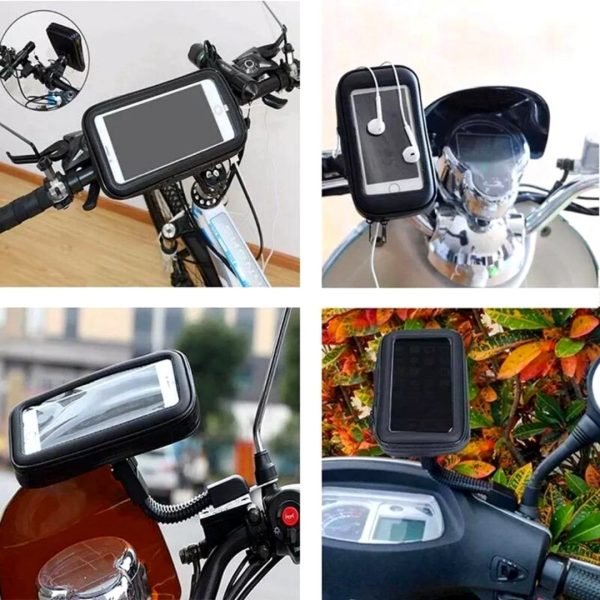 Soporte Impermeable Teléfono Motocicleta Scooter Giratorio