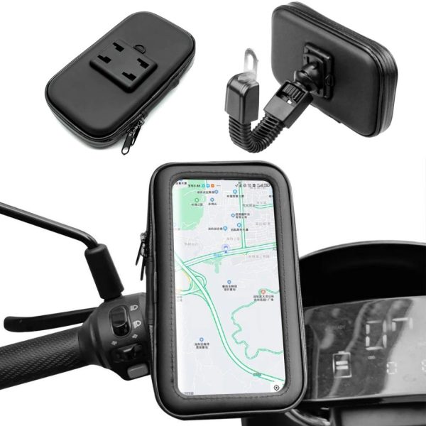 Soporte Impermeable Teléfono Motocicleta Scooter Giratorio