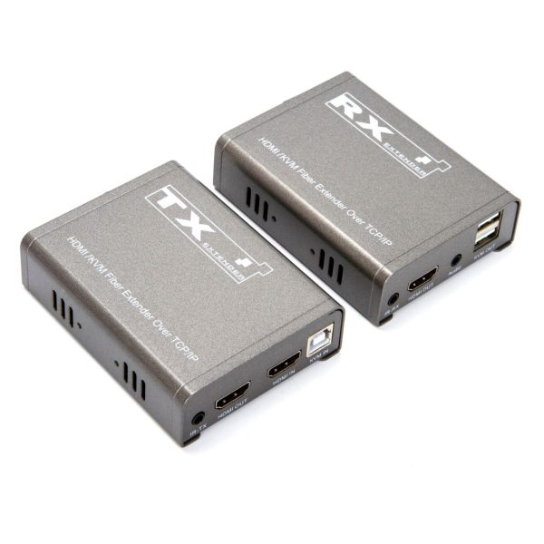 Extensor Hdmi Kvm 20km Fibra Optica Usb Transmisor Receptor