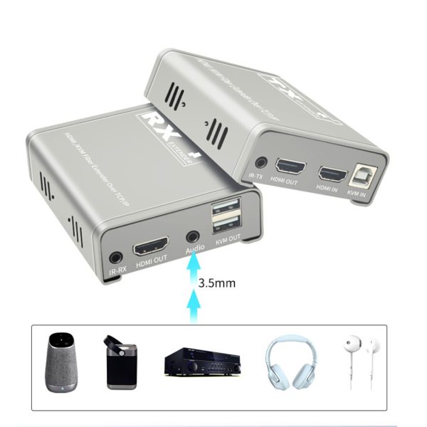 Extensor Hdmi Kvm 20km Fibra Optica Usb Transmisor Receptor