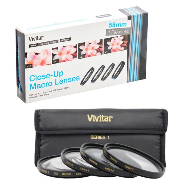 Set De Filtros Lentes Macro 58mm +1 +2 +4 +10 Vivitar