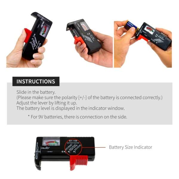 Medidor de capacidad de pilas y baterias AA AAA 9V
