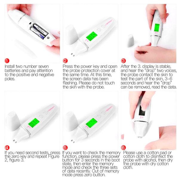 Medidor Tester Humedad Aceite Elasticidad Piel Lcd Digital