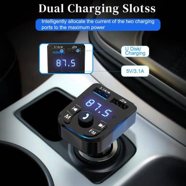 Transmisor Bluetooth 5.0 Fm Adaptador Radio Mp3 Usb rapida