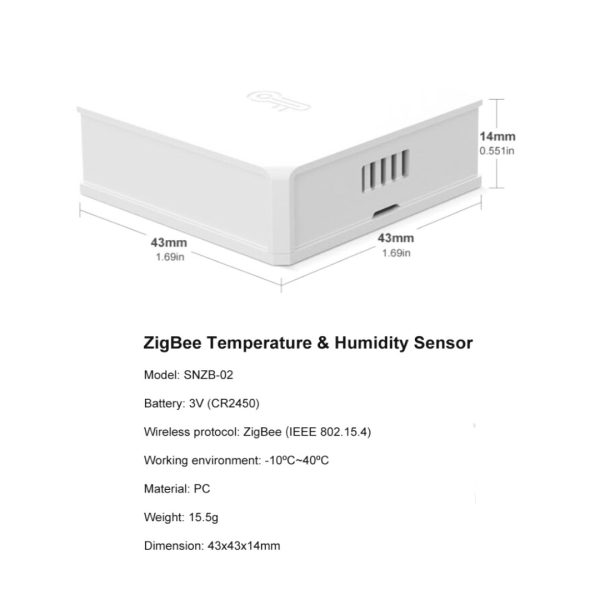 Sensor de Temperatura y Humedad SONOFF SNZB-02 Zigbee Smart Inteligente