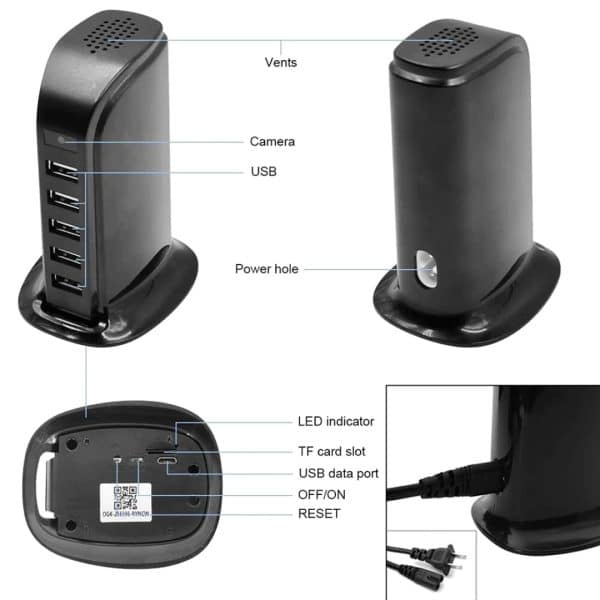 Camara Espia Oculta En Cargador Usb Hub Portatil Vigilancia