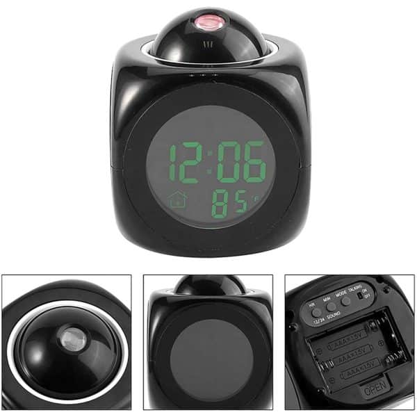 Despertador Digital LCD Proyector Clima Temperatura Escritorio Hora Fecha Pantalla USB
