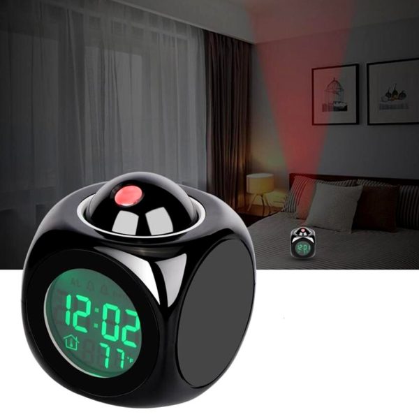 Despertador Digital LCD Proyector Clima Temperatura Escritorio Hora Fecha Pantalla USB