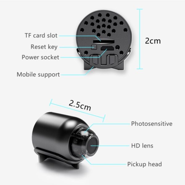 Mini Cámara WiFi Vigilancia 1080P Visión Nocturna IP Gran Angular Interiores