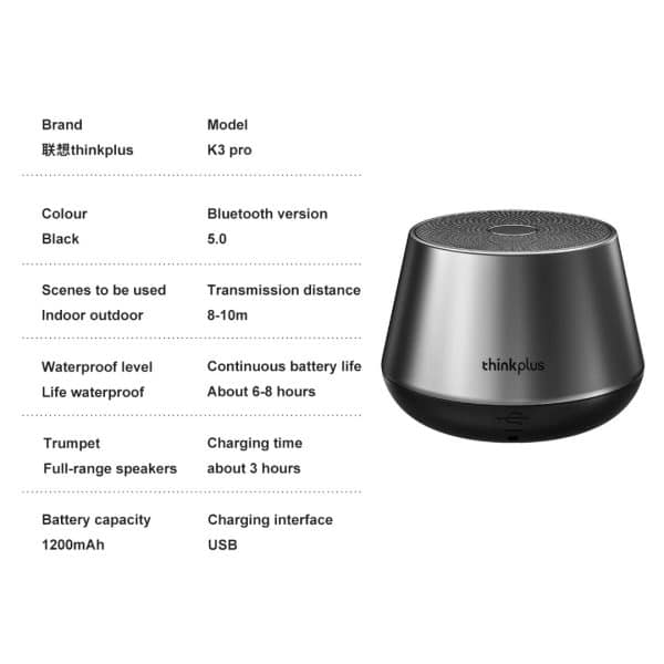 Parlante Altavoz Portátil con Bluetooth Lenovo K3 Pro 5.0 Estéreo Envolvente Potente