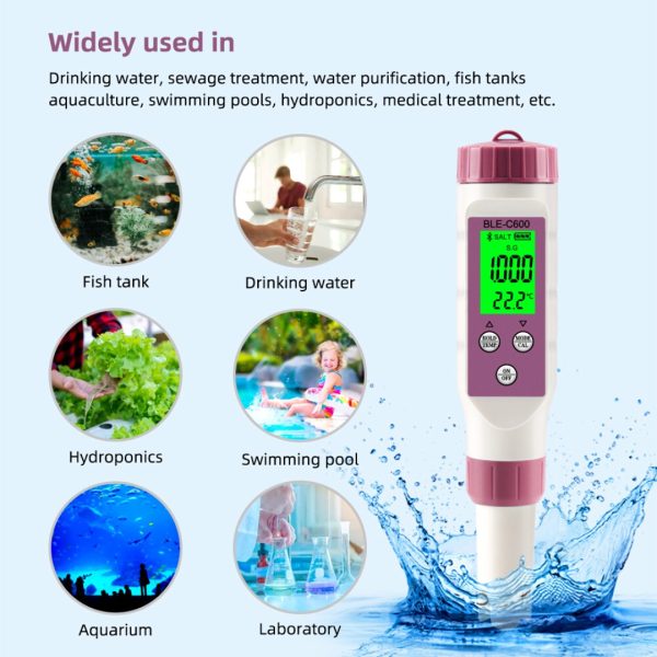 Medidor 7 En 1 Inteligente Ph Tds Ec Orp Salinidad Bluetooth