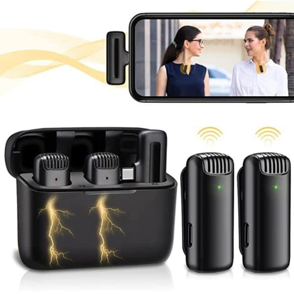 Microfono Inalambrico Dual Doble Celular Audio Reduccion Ruido Profesional Tipo C
