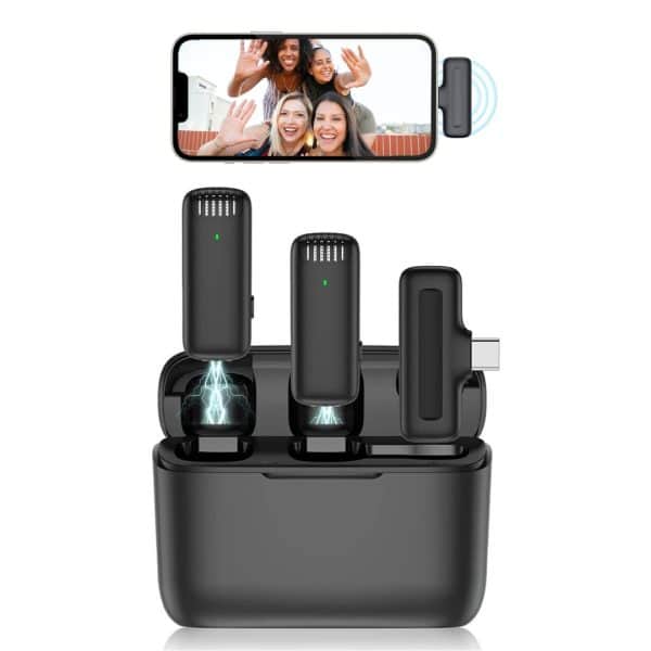 Microfono Inalambrico Dual Doble Celular Audio Reduccion Ruido Profesional Tipo C
