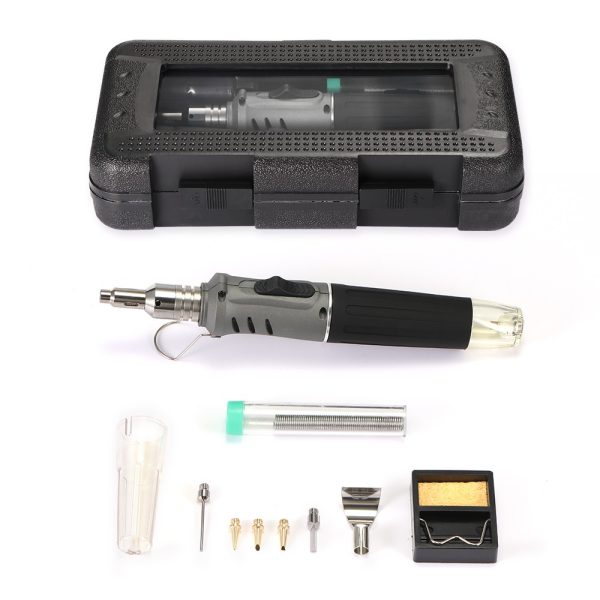 Kit Cautin Soldador de Gas 10 en 1 Multifunción HS-1115K Pistola Pulverizadora Encendedor Butano Equipo de Soldadura