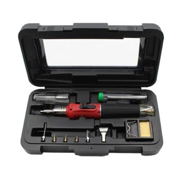 Kit Cautin Soldador de Gas 10 en 1 Multifunción HS-1115K Pistola Pulverizadora Encendedor Butano Equipo de Soldadura