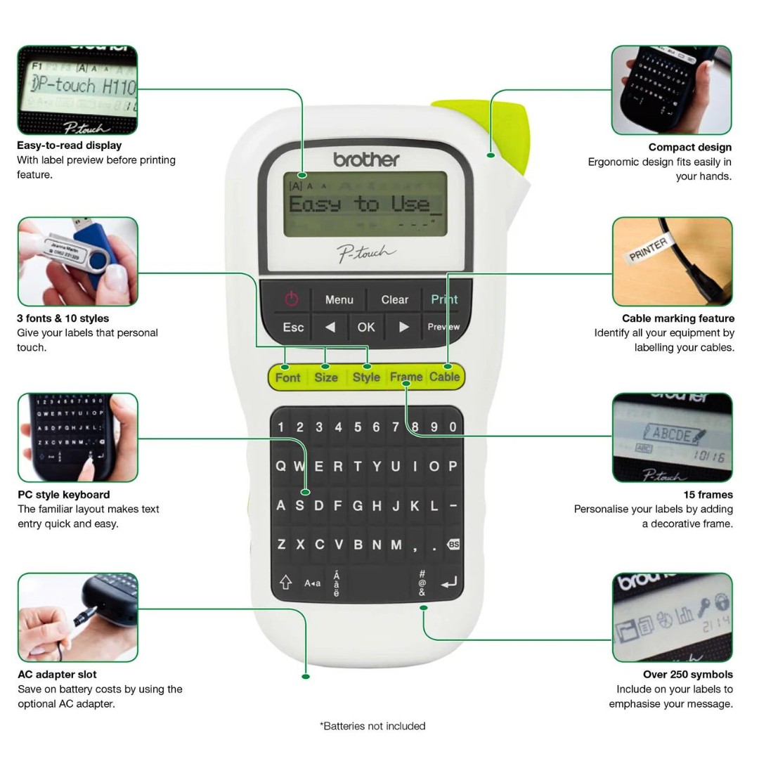 Impresora De Etiquetas Brother Pt-h110 Rotuladora Portatil