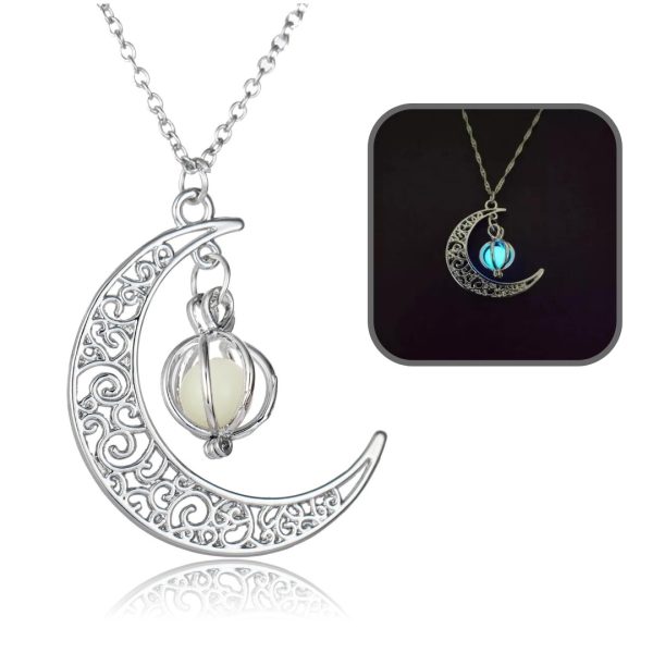 Collar Cadena De Luna Luminoso Gota Brillante Elegante