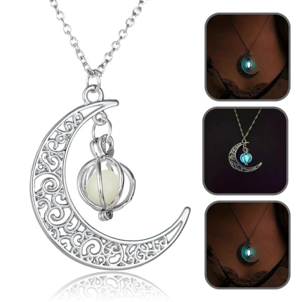 Collar Cadena De Luna Luminoso Gota Brillante Elegante