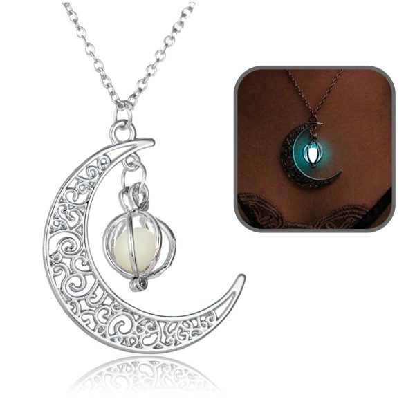 Collar Cadena De Luna Luminoso Gota Brillante Elegante