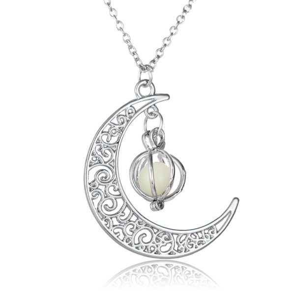 Collar Cadena De Luna Luminoso Gota Brillante Elegante