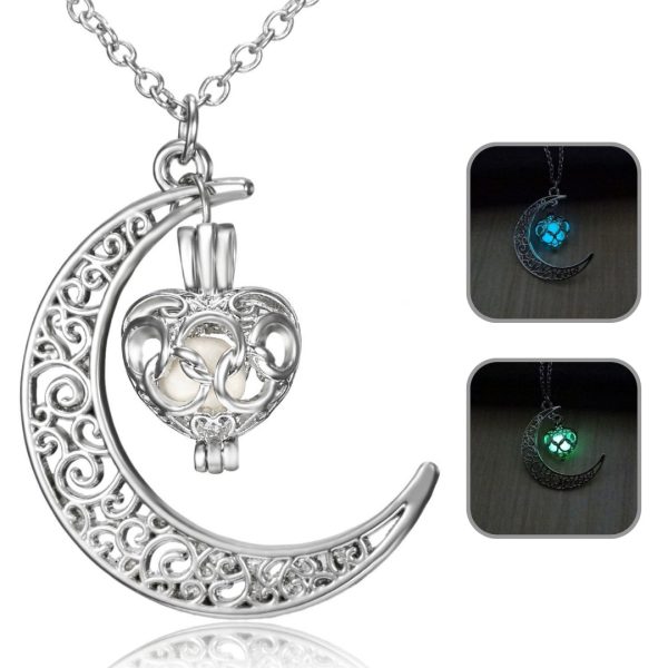 Collar Cadena De Luna Luminoso De Corazón Brillante Elegante