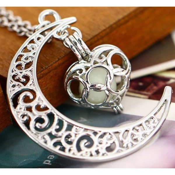 Collar Cadena De Luna Luminoso De Corazón Brillante Elegante