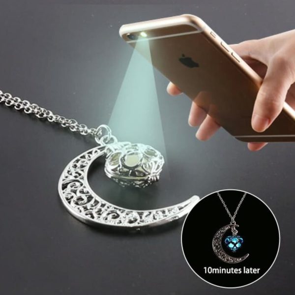 Collar Cadena De Luna Luminoso De Corazón Brillante Elegante