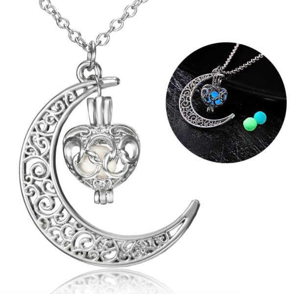 Collar Cadena De Luna Luminoso De Corazón Brillante Elegante