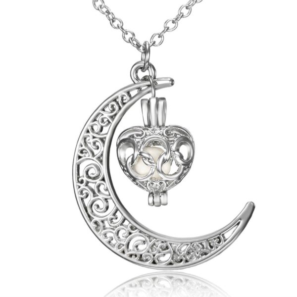 Collar Cadena De Luna Luminoso De Corazón Brillante Elegante