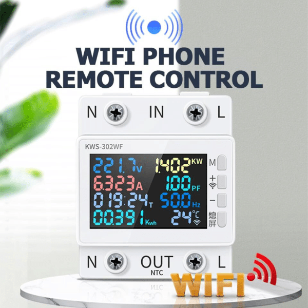 Medidor Consumo De Energía Vatimetro Wifi Bifásica Din 63a