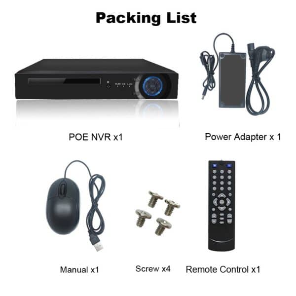 Nvr 8 canales POE Onvif 4K 8MP 5MP 4MP Camara IP Sistema CCTV Audio