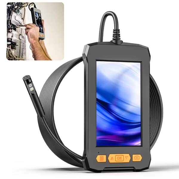 Cámara Endoscópica Industrial Pantalla 4.3" Lente Doble Inspección IP68 LED Impermeable 5M