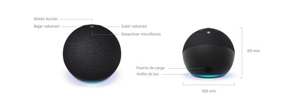 Parlante Echo Dot 5ta Gen Inteligente Alexa Amazon Asistente Virtual Color Carbon