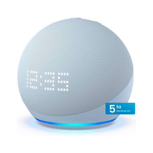 Parlante Echo Dot 5ta Gen Reloj Inteligente Alexa Amazon Asistente Virtual Cloud Blue
