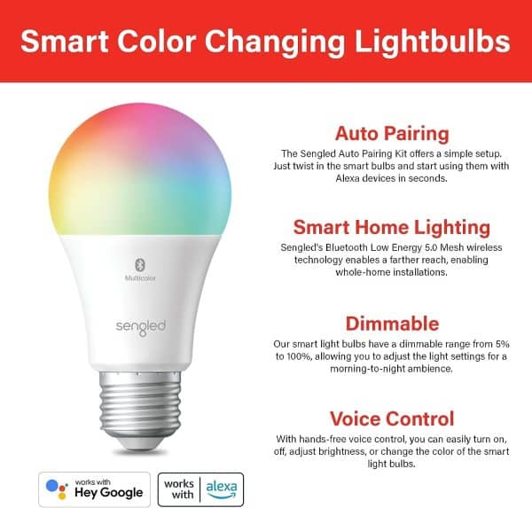 Foco Inteligente Sengled Cambia Color Alexa Bluetooth Smart