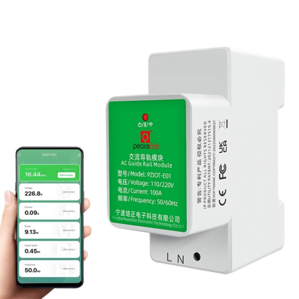 Medidor Consumo Energia Electrica Para Riel Din Wifi 100a