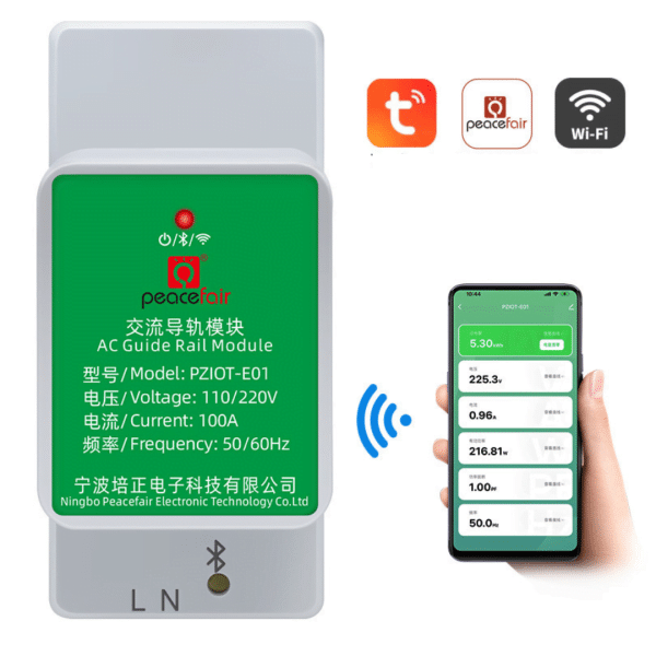 Medidor Consumo Energia Electrica Para Riel Din Wifi 100a
