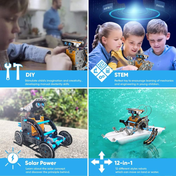 Kit Robot Solar 12 en 1 Ciencia Aprendizaje Educativo con Energia Solar