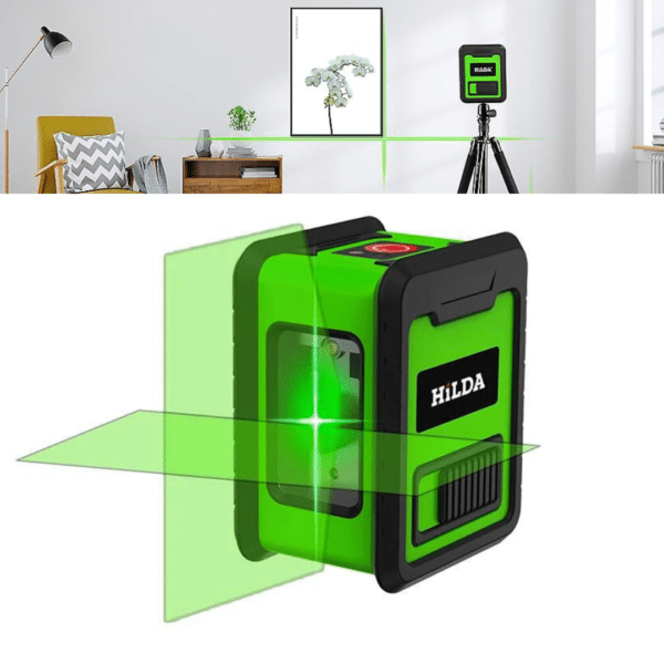 Medidor de Nivel Láser Verde 2 líneas Cruz Nivel Horizontal y Vertical Autonivelante con Accesorios