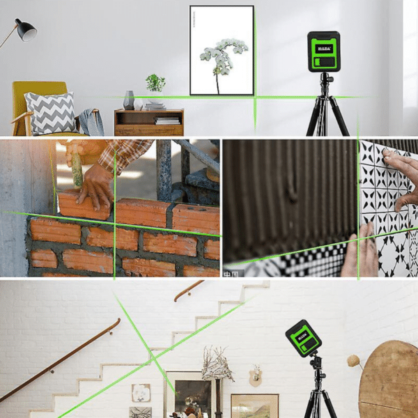 Medidor de Nivel Láser Verde 2 líneas Cruz Nivel Horizontal y Vertical Autonivelante con Accesorios