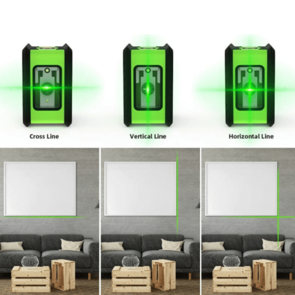 Medidor de Nivel Láser Verde 2 líneas Cruz Nivel Horizontal y Vertical Autonivelante con Accesorios